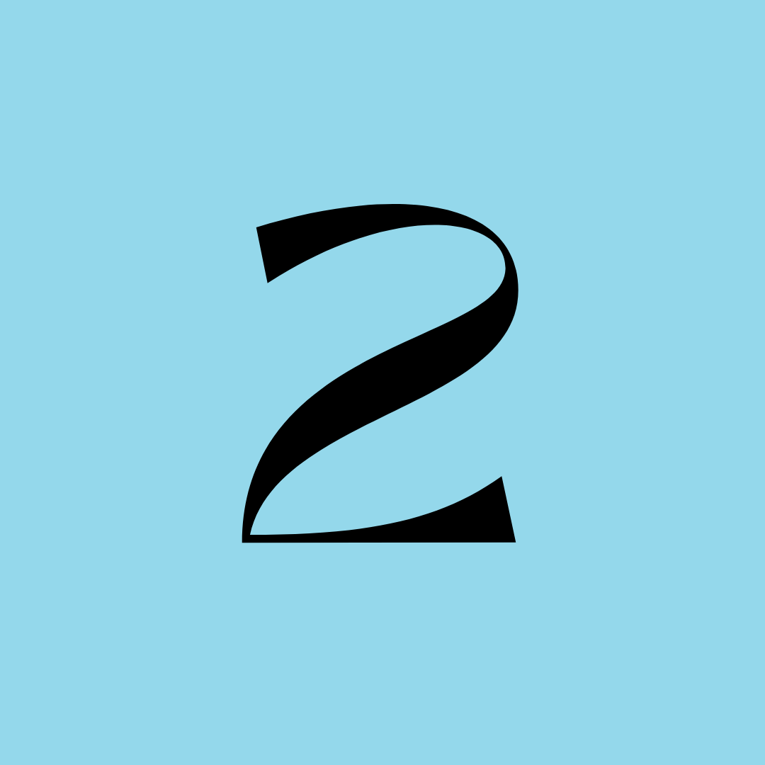 blue background with the number '2' in the middle