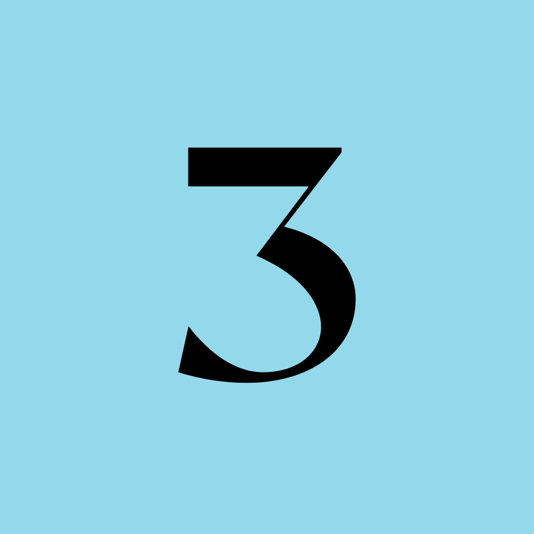 blue background with the number '3' in the middle